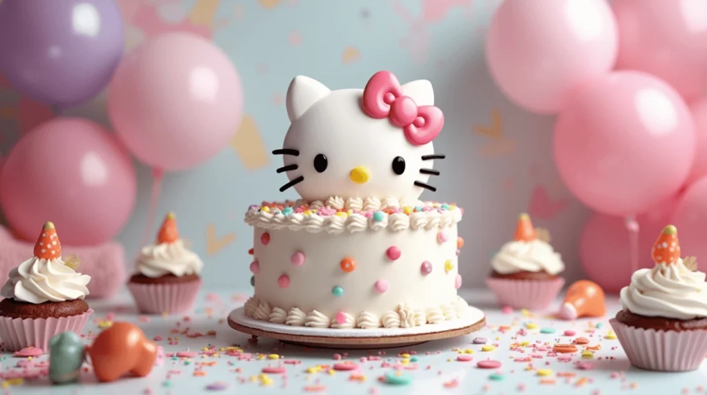 Adorable Hello Kitty-Themed Cake with Whimsical Details